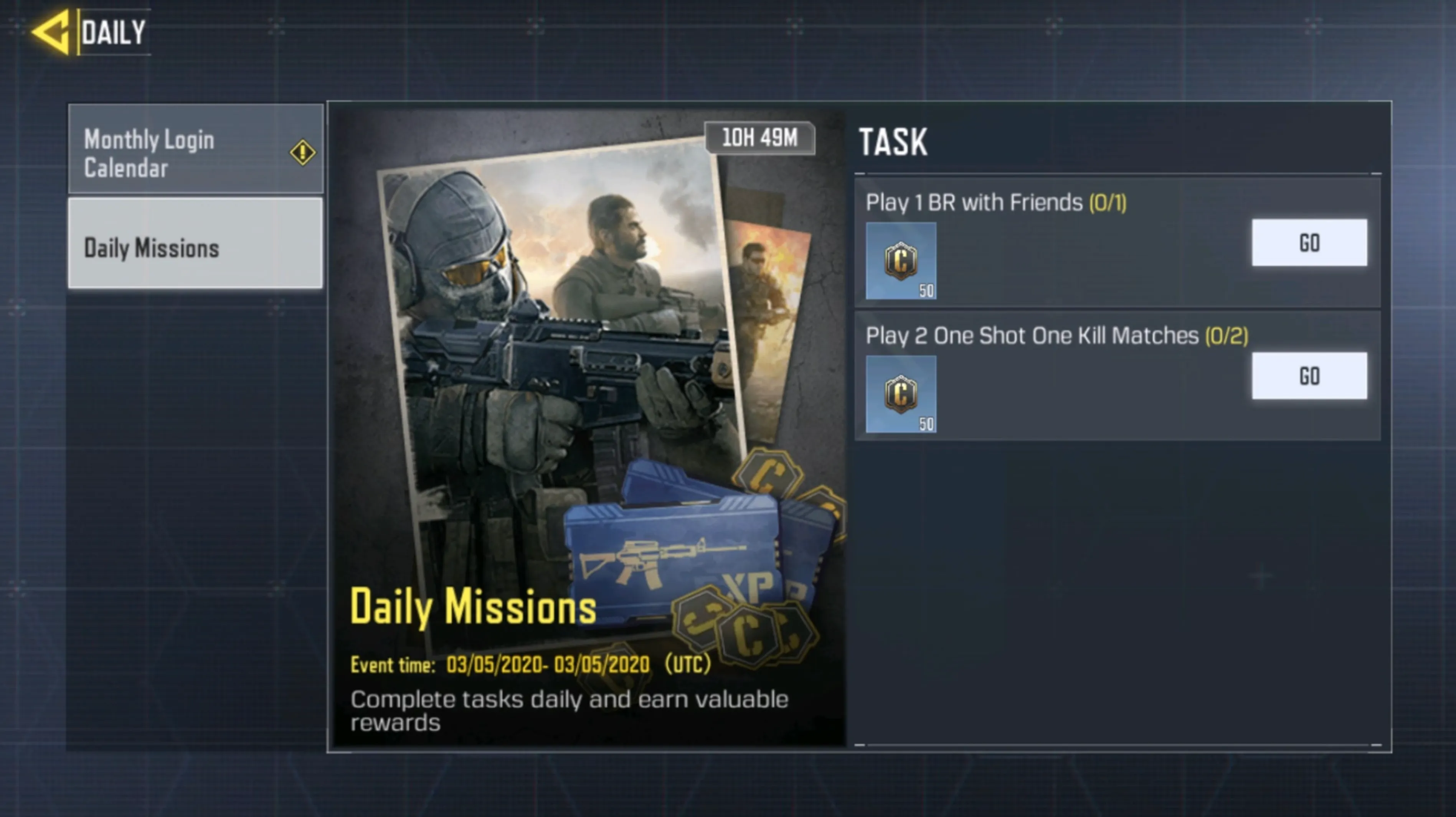 cod mobile missions daily